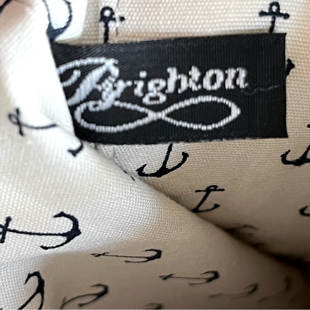 BRIGHTON Leather Mini Crossbody Bag |Seashell Graphic | Cream Navy Coastal Chic - Picture 3 of 16